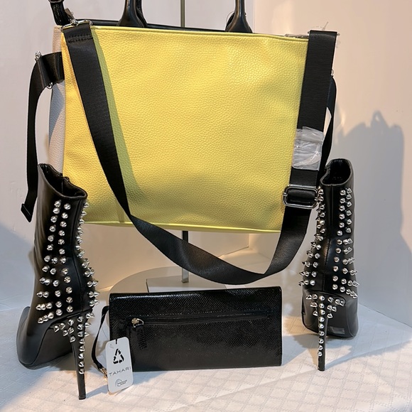 NWT Tahari Handbag & Wristlet Wallet . Spiked Boots Ring,Bagcharm,neckla… - Picture 13 of 15